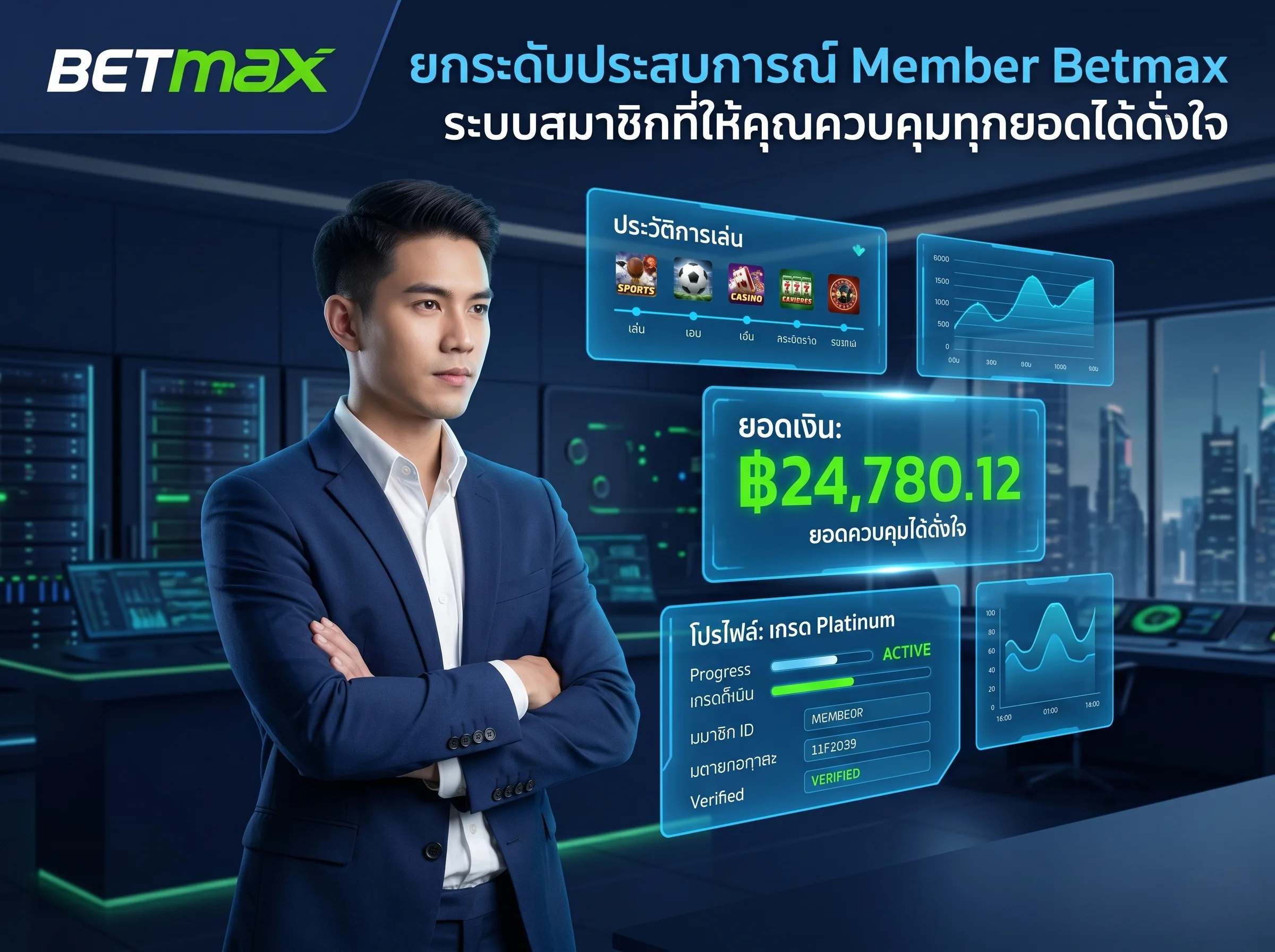 ระบบสมาชิก member betmax จัดการบัญชี ฝาก-ถอน และเช็คยอดเงินได้ด้วยตัวเองตลอด 24 ชั่วโมง